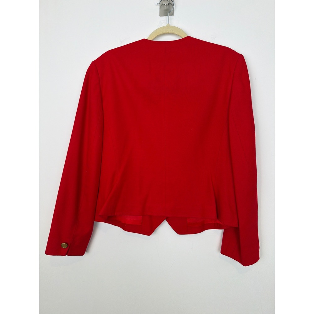 Pendleton Red Vintage Wool Blazer Sz 16 Cropped Jacket Career 90s Made in USA